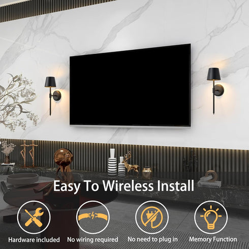 Hillsboro 5000mAh Dimming (Black-1PCS-3 Battery Operated Wall Sconces, Cordless Rechargeable Battery LED Wall Sconce