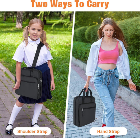 Zipper Binder, 3 Ring 2 Inch School Binder with 500 Sheet Capacity, Black, Handle & Shoulder Strap Included