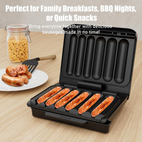 KEINVE Hot Dogs Machine, Electric Grill with Oil Drip Tray, and Cord Storage, Ideal for Veggie Sausages, BBQ
