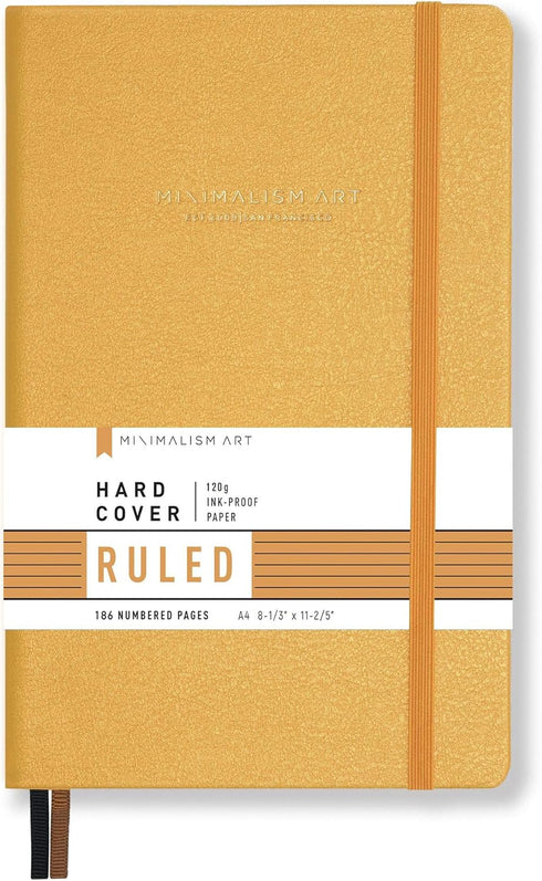 Minimalism Art Premium Hard Cover Notebook, X-Large Size, A4 8.3" x 11.4", 186 Numbered Pages