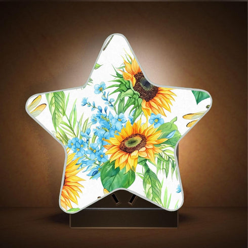 Burbuja 0.2W Sunflowers LED Night Light Plug into Wall Star-Shaped Nightlight Dusk to Dawn Auto Sensor for Bedroom