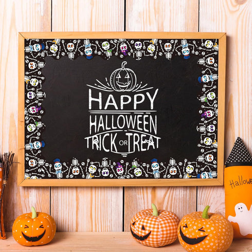 Whaline 66Ft Halloween Bulletin Board Borders, Cute Skull Border Trim for Classroom Chalkboard Decor