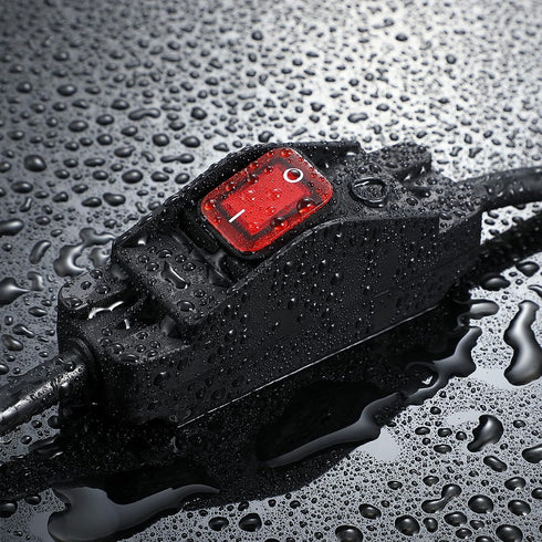 Outdoor Waterproof On/Off Switch Extension Cord, Heavy Duty 125v/250v Black SJTW Cord (1.5 Ft)