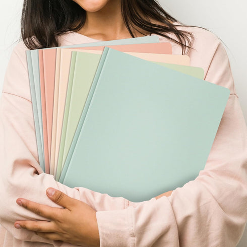 Heavy Duty Plastic Folders with Pockets and Prong, Pack of 5, Muted Pastel Colors, Letter Size for School, Home, and