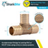 SharkBite 3/4 Inch Crimp Tee, Brass Plumbing Fitting, PEX Pipe, PE-RT, UC370LFA by SharkBite