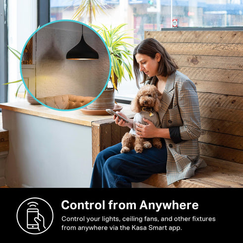 Kasa Smart Dimmer Switch HS220, Single Pole, 2.4GHz Wi-Fi Light Switch Compatible with Alexa and Google Home