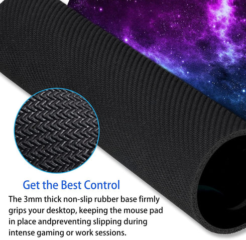 Galaxy Mouse Pad - Personalized Blue and Purple Nebula Design with Anti-Slip Rubber Base, 9.5 x 7.9 inch