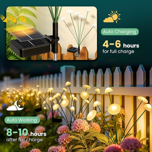 2pack Solar Garden Lights, Solar Fairy Lights for Outside, Swaying Mushroom Lights Outdoor Decorative, Waterproof Light