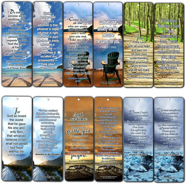 Most Highlighted Bible Scriptures Bookmarks Cards, NIV Version (12-Pack) - Inspirational Gifts for Bible Study