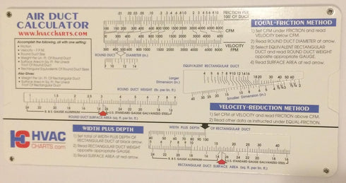 HVAC Chart 3 Pack - Superheat/Subcooling Calculators for R-22 & R-410a, Duct Calculator