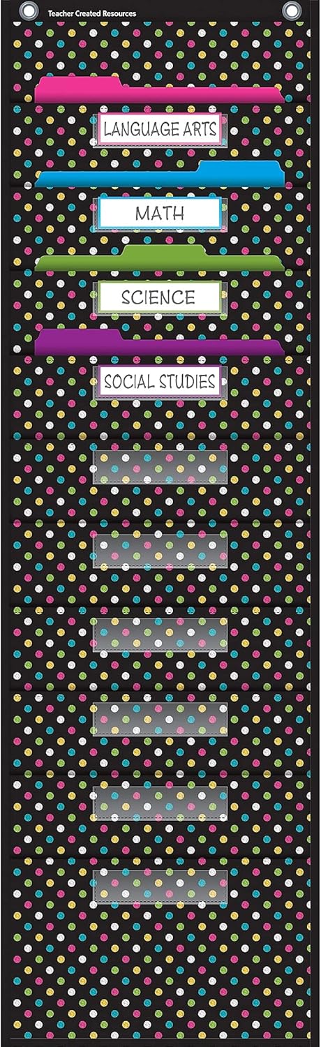 Teacher Created Resources Chalkboard Storage Pocket Chart - 58" x 14" x 46", Clear Label Holder