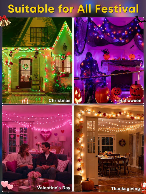 66FT 200 Guhope Smart Color Changing Christmas Lights, LED RGB Christmas String Lights with App & Remote Control