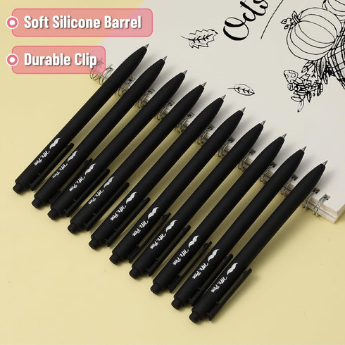 Mr. Pen Retractable Gel Pens, 10 Pack Black Ink, Fine Point 0.5mm, Aesthetic Pens for Journaling, Fast Dry