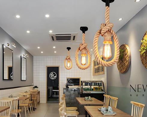 EmyZoeilure E26/E27 Lighting(Bulb (1 1m) Hemp Rope Pendant Light Fixture Base, Vintage Ceiling Lamp,Retro Style