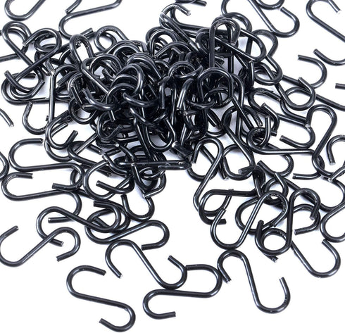 200 Pieces Mini S Hooks, 1/2 Inch Stainless Steel S Shaped Hooks for Jewelry, Ornaments, and Hanging (Black)