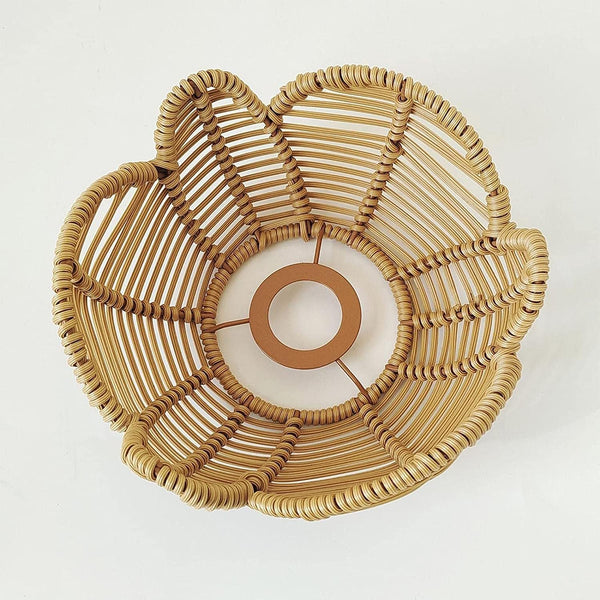 PINSOMM-US Woven Pendant Light Shade, Rattan Lamp Shade Creative Light Cover Chandelier Shade Paper Woven Vintage Floor