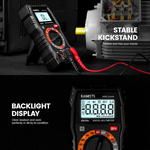 KAIWEETS Digital Multimeter, 4000 Counts Voltage Tester for Accurate Ohm Volt Amp Readings, DC/AC Voltmeter