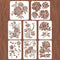 8pcs Peony Wall Stencils, 11.7x8.3" Reusable Plastic Template for Painting on Wood, Wall, DIY Home Decor