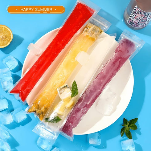 200 Pcs Disposable Popsicle Mold Bags,BPA Free,Easy-Fill, No-Spill Freezer Ice Tubes With Zip Seals for Healthy