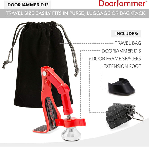 DoorJammer DJ3 Portable Door Lock Brace for Home Security and Personal Protection | Hotel Room, Apartment Safety