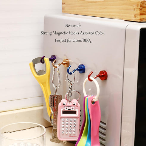 Neosmuk 30lb Heavy Duty Magnetic Hooks, Earth Magnets with Hook for Refrigerator, Extra Strong Hanger (Navyblue, 4 Pack)