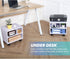 FITUEYES Under Desk Printer Stand - Mobile Small Printer Table with 3 Storage Organizer Compartments, White