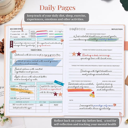 5 91 (A5 (5-Mentalhealth-Pink) MINUTES A DAY Mental Health Journal, Anxiety & Guided Journal for Women, Days Self Care