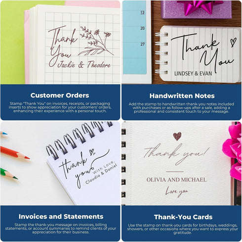Packaging 1-5/8" Handmade Thank You Stamp for Small Business & Etsy Shop | Pre-Inked Personalized Stamp with Starry