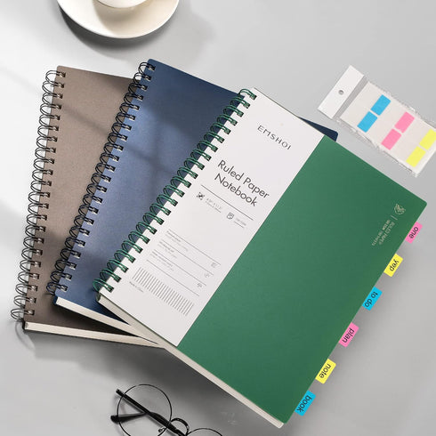 EMSHOI A4 Spiral Notebook, 11.2" X 8.27", College Ruled Lined Journal, 300 Pages/150 Sheets, Easy Tear Perforated