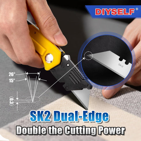 50 Pack SK2 DIYSELF Utility Knife Blades, Box Cutter Blades, Heavy Duty Utility Blades Refills with Storage Box, Razor