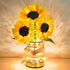 Handmade Sunflower Lamp, Rechargeable Cordless Touch Table Lamp, 3-Colour Infinitely Dimming Small