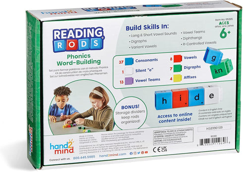 hand2mind Reading Rods Phonics Word-Building, Word Building Activities, Spelling Toys, Montessori Alphabet Letters