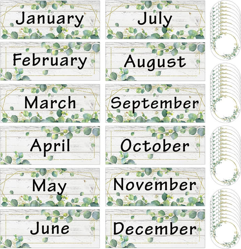 Zonon 48 Pieces Holiday Monthly Headliners Set, 12 Months of The Year Headers with Round Blank Confetti