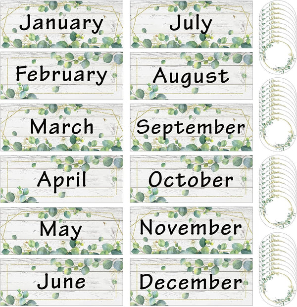 Zonon 48 Pieces Holiday Monthly Headliners Set, 12 Months of The Year Headers with Round Blank Confetti