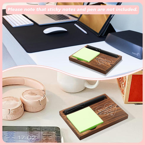 Inspirational Sticky Note Holder & Pen Holder, 6.5" x 4.7" Positive Vibes Dispenser for Desk, Motivational Gifts, NPA253