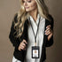 Azrra Lanyards for ID Badges, Vertical PU Leather Badge Holder with 1 ID Holder and 4 Credit Card Slots, Black