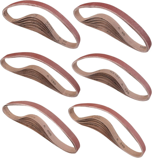 WORKPRO 36 Pack 1 x 30 Inch Sanding Belts, Aluminum Oxide Abrasive for Woodworking, Metal Polishing