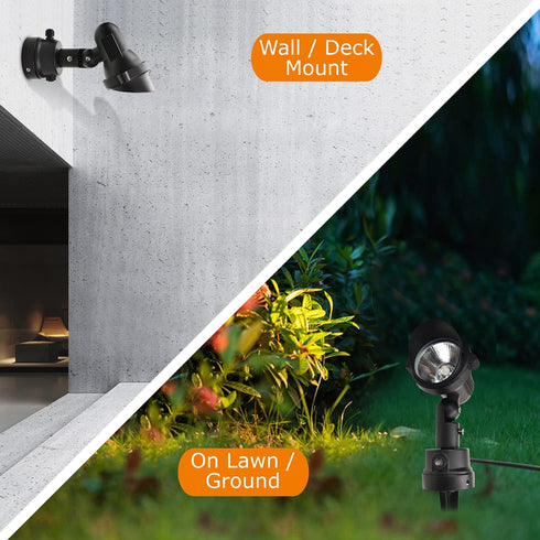 GBS9912 120V 12W 5000K 3 Outdoor LED Spotlight with Photocell Sensor, Daylight White, Photocell Enabled, FT Cord
