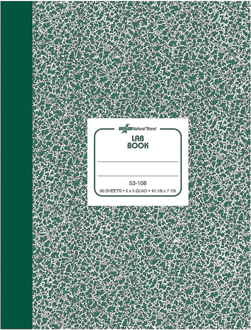 National Composition Lab Notebook, Quadrille Rule, Green Cover, 60 Sheets, 10.13"x7.88"
