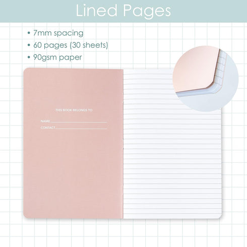 THiNKABLE Pastel Aesthetic Notebooks Set, Cute Journal Set 8 pack, A5 5.5 x 8.3 in 60 Pages, Simple Cover Notebook, Minimalist Journal for Women Lined Paper, Soft Cover Journals by THiNKABLE