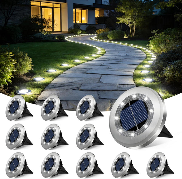 2.8 Inch Mini Solar Ground Lights 12 Pack, Solar Lights Outdoor Waterproof,