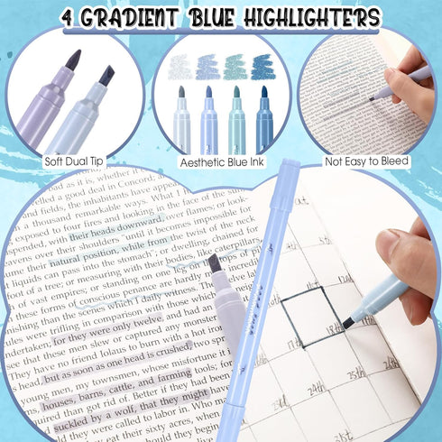 Janlaugh 38 Pcs Aesthetic College School Supplies, Pen Case, Sticky Notes, Gel Pens, Highlighters for Girls Students