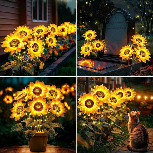 6 Pack 18 800mAh 12H IP65 Solar Flowers Outdoor Waterproof: Gifts for Mom Mothers Day - Sunflower with Vivid Large