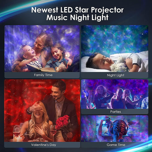Elec3 Galaxy Projector for Bedroom, Ocean Light Projector with Bluetooth Speaker and RC Water Wave Lamp Northern Night