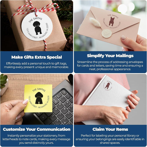 Customizable Modern Jack Russell Terrier Address Stamp - Pre-Inked Round Mail Stamper for Thank You Cards, Home Address