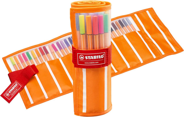 STABILO Fineliner point 88 - 30 Assorted Colors Rollerset, Includes 5 Neon Colors