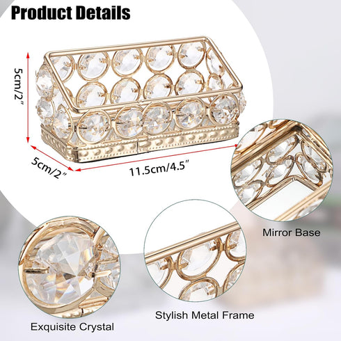 Hipiwe 2 Packs Crystal Business Card Holder, Gold Metal Display Holder for Desk, Bling Office Desktop Organizer with