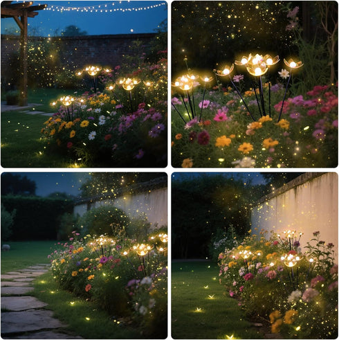 SRNPMIU IP65 2 (4Pack 24LED) Solar Lights Outdoor, Solar Firefly Swaying Light with Flower, Garden Decor Lights