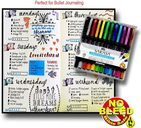 Zebra Sarasa Fineliner Bible Marking Kit - Set of 12