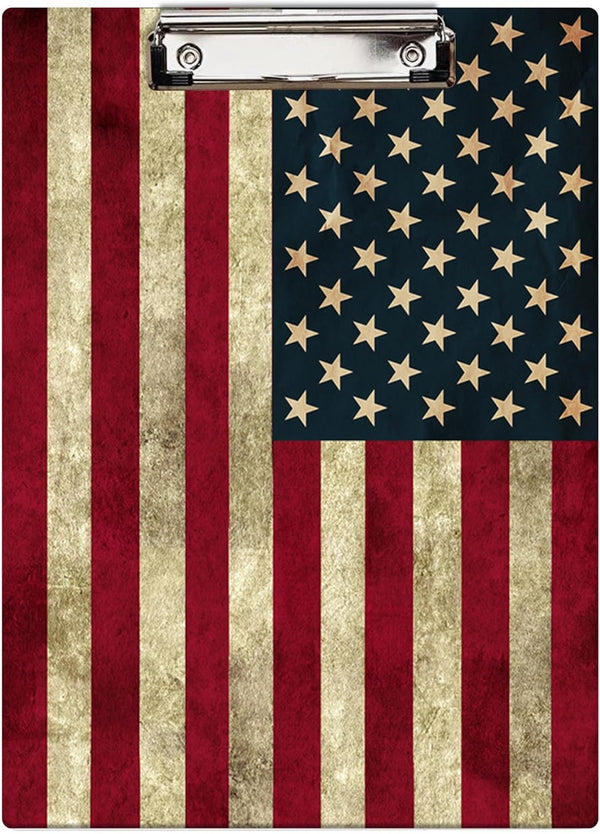 Britimes Decorative Clipboard, Hardboard Wood Nursing Clip Board for Standard A4 Letter Size with American US Flag
